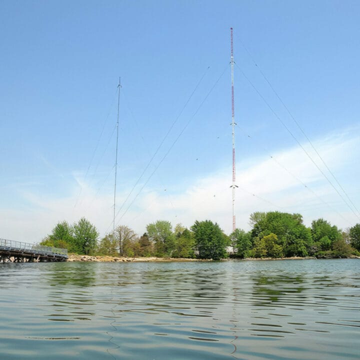 high island bridge with CBS antennaedit